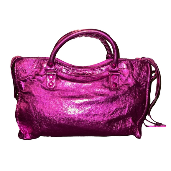 BALENCIAGA Metallic Pink City Handbag - Picture 2 of 10